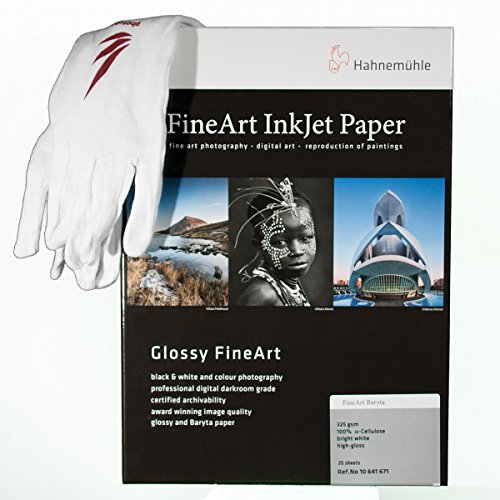 Hahnemühle FineArt Baryta A4 325 g/m² 25 Blatt FineArt Inkjetpapier PROFI-SET mit Baumwollhandschuhe von Hahnemühle