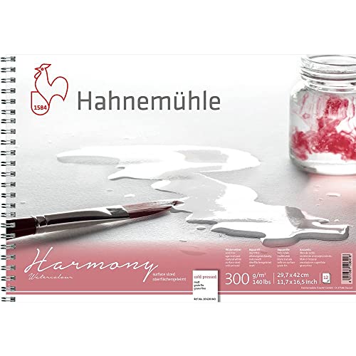 Hahnemühle Harmony Watercolour, matt, DIN A3, spiralisiert, 300g/m², naturweiß, 12 Blatt von Hahnemühle