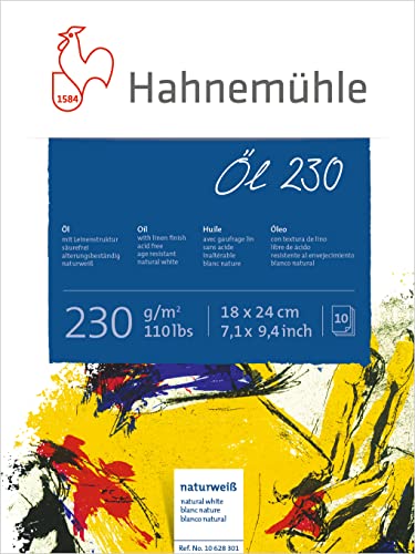 Hahnemühle Öl- und Acrylmalblock 230g/m², 18x24cm, 10 Blatt, naturweiß von Hahnemühle