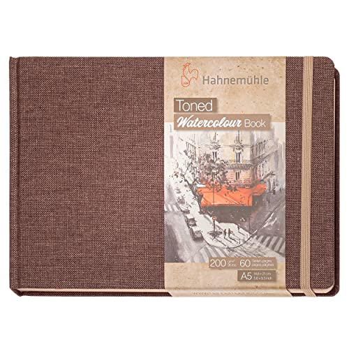 Hahnemühle Skizzenbuch Toned Watercolour Book personalisiert mit Namen Beige A5 quer 200g/m² 30 Blatt von Hahnemühle