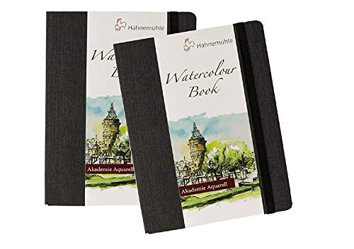 Hahnemuhle Aquarellbuch Kreativ-Notizbücher, 2 Stück Set Aquarellbuch Pocket | Hardcover schwarz 200 g/m², 30 Blatt/60 Seiten, A5 Aquarell | MIT Postkarte von Frankreich von Hahnemühle