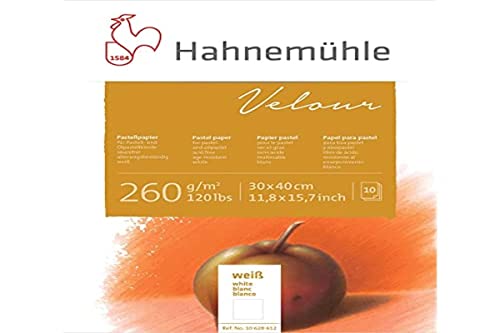 Pastellpapier Velour Block weiß 260g/m², 30x40cm, 10Blatt von Hahnemühle