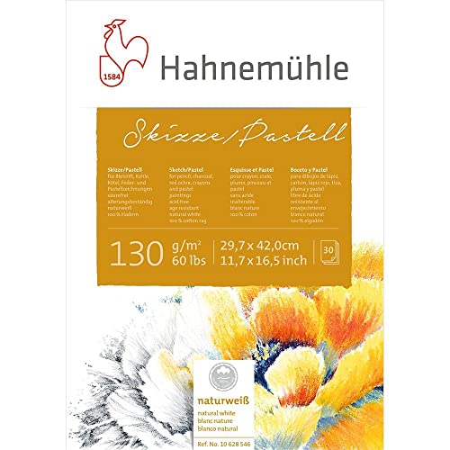 Skizze/Pastell-Block 100% Hadern 130g/m², DIN A3, 30Blatt von Hahnemühle