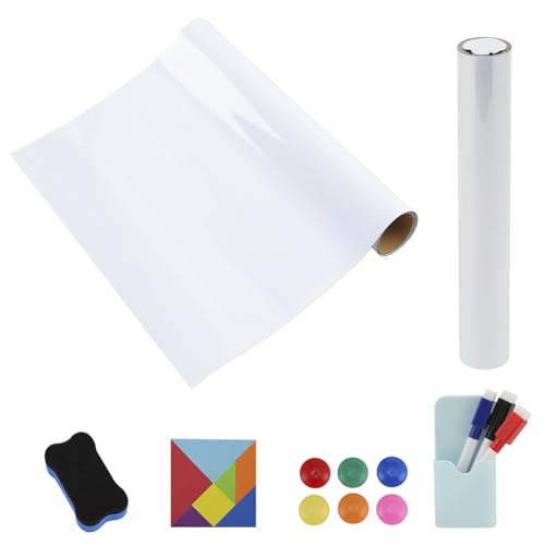 Magnetischer weißer Brett-Aufkleber, klebender Hintergrund trockener Radiergummi für Wand Whiteboard Kontaktpapier für Kinder Büro Zuhause, schließen Marker Magnet Radiergummi ein, weiß (45 x 100cm) von HaiYiZuhause