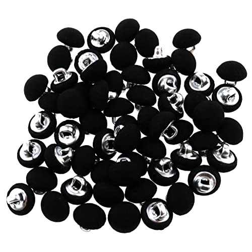 Haidong - Glatte Satin-Knöpfe, Stoffknöpfe, schwarz, mit Stoffbezug, Knöpfe für Hochzeitskleid, 10 mm, geeignet für Mäntel, Nähen, Hochzeitskleid (schwarz), 60 Stück von Haidong