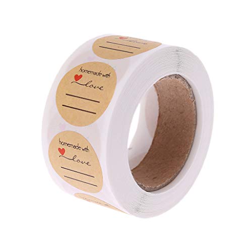 500 Stück 25 mm rundes Kraftpapier, handgefertigt mit Liebe, Siegelaufkleber, für Süßigkeitentüten, Labe, Etiketten zum Beschriften, Schwarz von Haiki