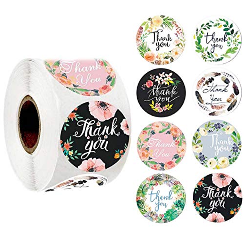 500 Stück 8 Designs Blumen Dankesaufkleber Hochzeit Party Handgemachte Scrapbooking Geschenkverpackung Siegeletiketten Aufkleber für Mädchen Teenager von Haiki