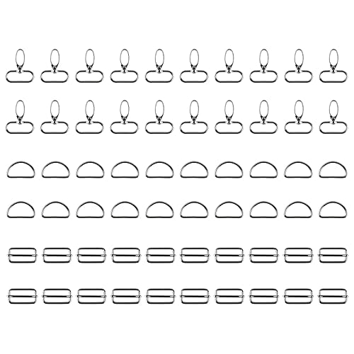 60 Stück Haken D-Ringe und Triglide-Schiebenschnallen, Mehrzweck-Metall-Rollschnallen von Haiki