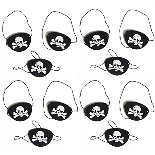 Piraten-Augenklappen, 12-teiliges Set, Totenkopf-Augenmaske für Halloween, Party, Dekoration, Weihnachten und Kinderparty, schwarze Totenkopf-Augenmaske, ein Auge, Piratenauge für Kinder, Party, von Haiki