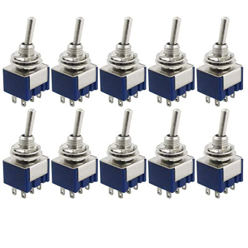 Hailege 10pcs AC 125V 6A Ampere EIN/EIN 6 Klemmen 2 Positionen DPDT Kippschalter MTS202 von Hailege