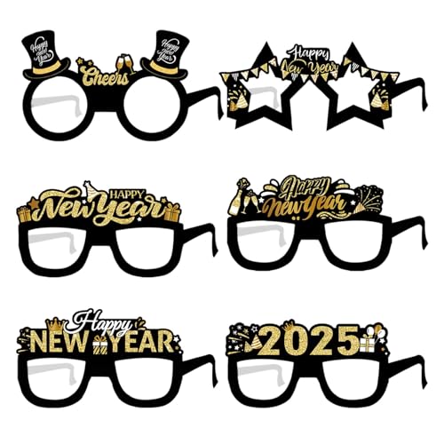 Hailerio Happy New Year Brille, ausgefallene glitzernde dekorative Brille – 2025 Brillen, Silvester-Dekorationen, Urlaubsparty-Zubehör für Kinder und Mädchen von Hailerio