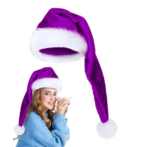 Hailerio Super Lange Weihnachtsmütze - Warme Weiche Samt Nikolausmützen Erwachsene Cosplay Kostüm Erwachsene Unisex Hut für Weihnachten Neujahr Partys Feiern von Hailerio