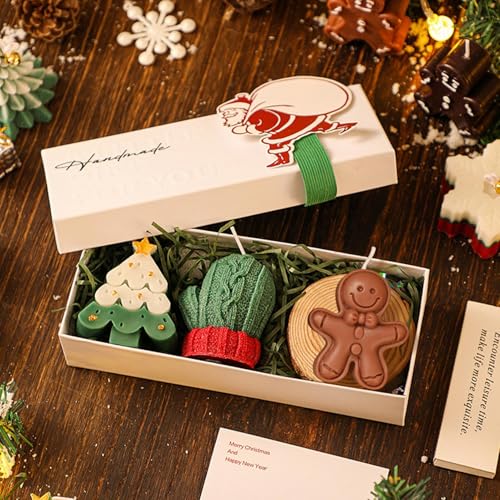 Weihnachtskerze Duftkerzen Set für Frauen Winterkerze Duftkerzen für Frauen Weihnachtskerzen für Zuhause - Lebkuchenmann, Weihnachtsbaum, Weihnachtshandschuhformen von Hailerio