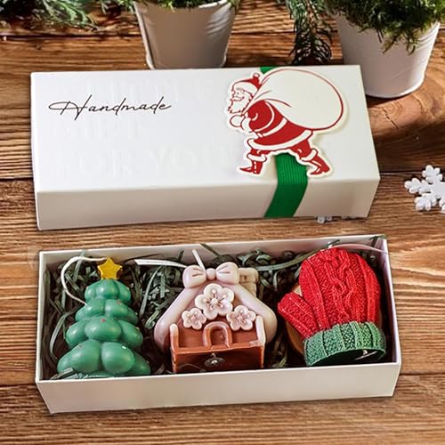 Weihnachtskerze Duftkerzen Set für Frauen Winterkerze Duftkerzen für Frauen Weihnachtskerzen für Zuhause - Lebkuchenmann, Weihnachtsbaum, Weihnachtshandschuhformen von Hailerio