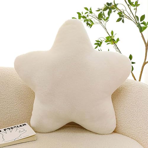 Kuschelkissen Kinder Sternkissen, Weiche Flauschige Sternform Zierkissen Sofakissen, Kuschelkissen in Stern Form, Plüsch Kissen Dekokissen für Kinderzimmer Schlafzimmer Deko (30cm, Milchweiß) von Hailmkont