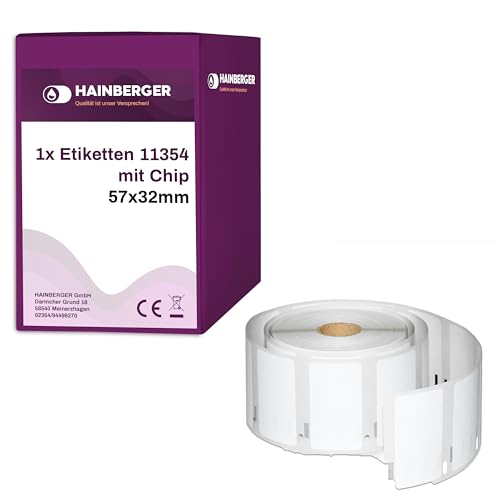 1x Hainberger Etikettenrolle 11354 mit Chip Kompatibel S0722540 57x32mm für Dymo Labelwriter 5XL Labelwriter 550 Labelwriter 4XL Labelwriter 450 Labelwriter Duo Labelwriter 310 320 330 von Hainberger