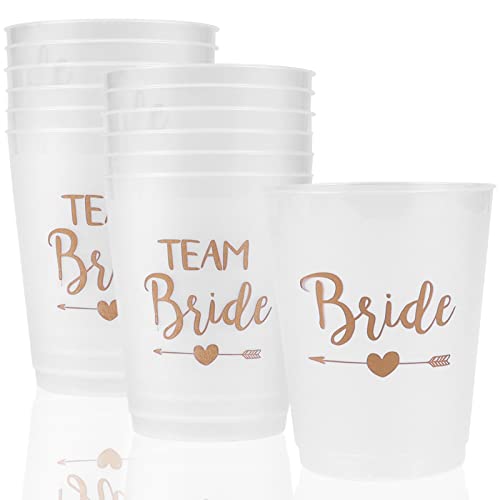 12Pcs Braut und Team Braut Tassen, Braut Kunststoff Tassen Schnapsgläser, JGA Becher Deko Fraue Bachelorette Party Cups, Team Braut Schnapsglas, Team Braut Junggesellenabschied Party Dekoration von Hainue