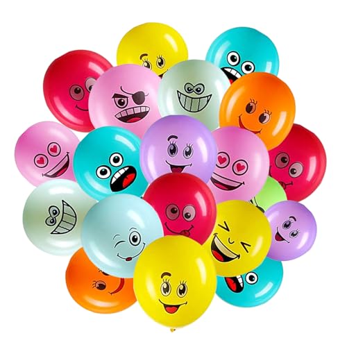 Emotion Serie Latex Luftballons Smiley Luftballons, 100 Stück Emotion Latex Luftballons Geburtstag Bunt Luftballons 12 Zoll Latex Party Luftballons Deko für Hochzeit Weihnachten Veranstaltungen Deko von Hainue