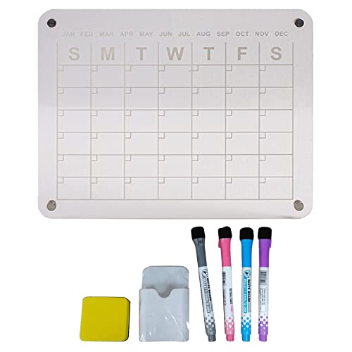 Whiteboard, transparent, Acryl, Monatskalendertafel mit Marker, Stifthalter, Radiergummi für Kühlschrank-Erinnerung von Haipink