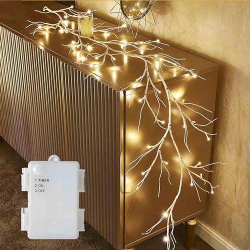 Hairui Weidenrebe Baum Lichter mit Timer 180CM 48LEDs Zweige mit LED Beleuchtung Lichterketten Lichterbaum Batteriebetrieben für Weihnachten Wohndekoration von Hairui