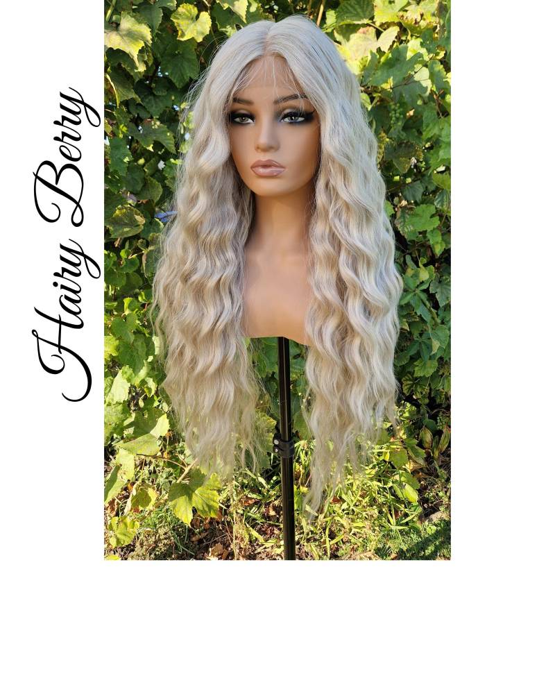 30-Zoll, Lace Front Perücke, Ziehen Sie Königin Platin Blonde Cosplay Perücken Für Schwarze Frauen, Weiße Barbie Perücke von HairyBerrysWigs