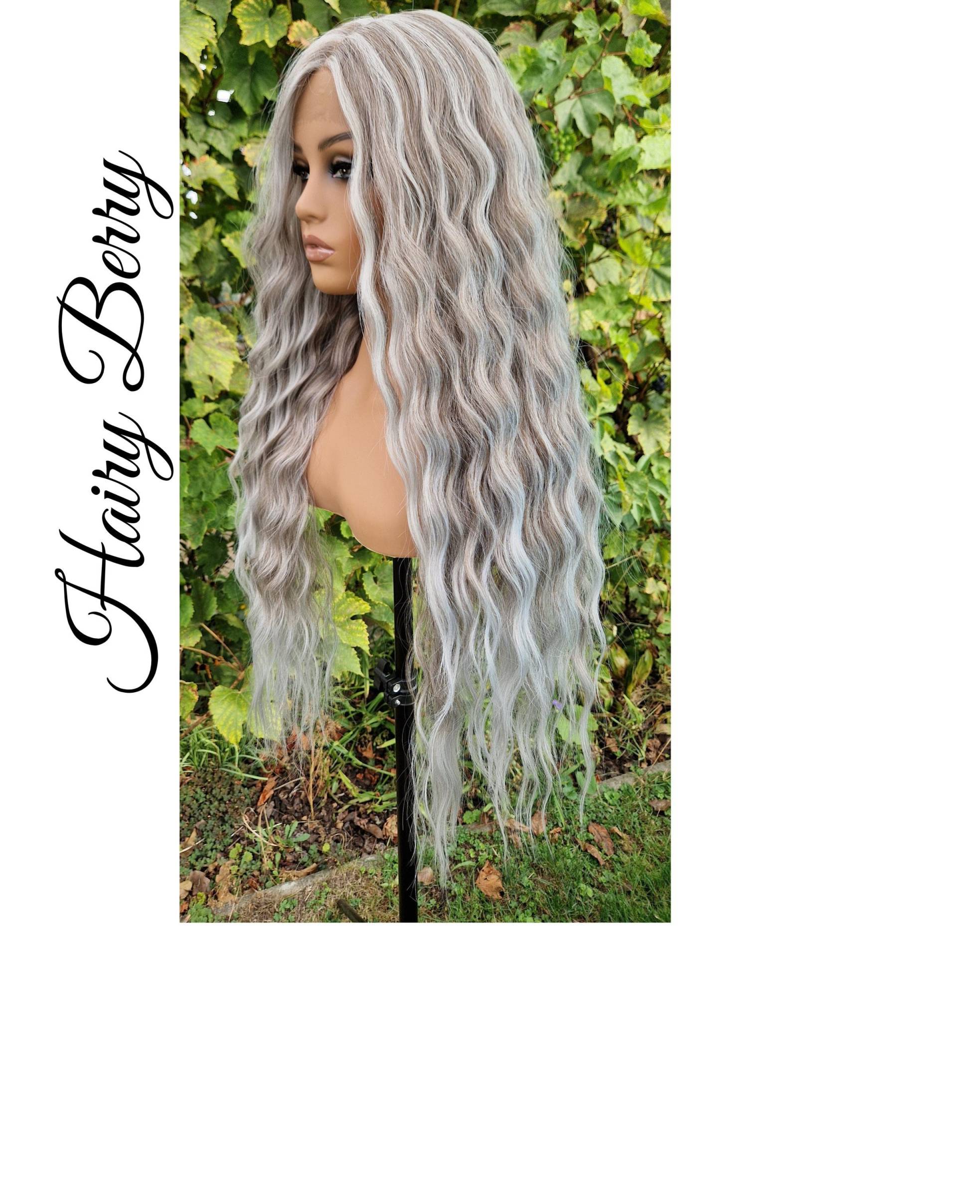 30-Zoll, Lace Front Perücke, Ziehen Sie Königin Platin Blonde Cosplay Perücken Für Schwarze Frauen, Weiße Lange Perücke von HairyBerrysWigs