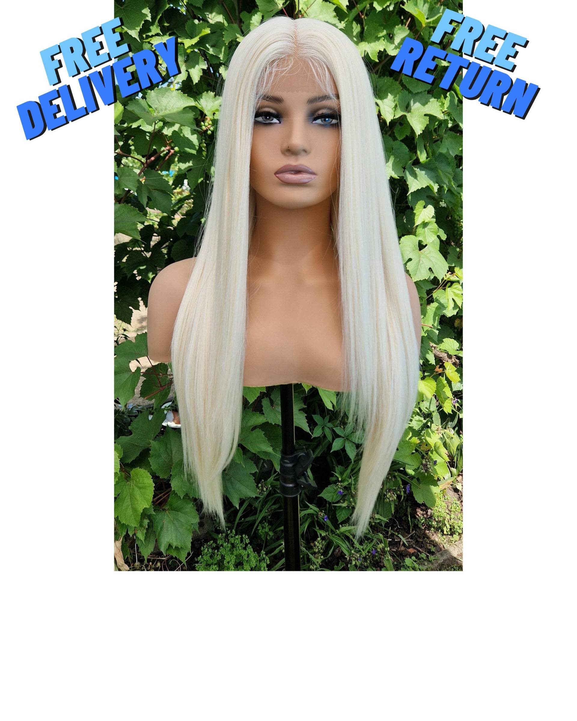 Lace Front Perücke, Drag Queen Perücke, Perücken Für Frauen, Cosplay Platinblonde Schwarze Weiße Lange Perücke von HairyBerrysWigs