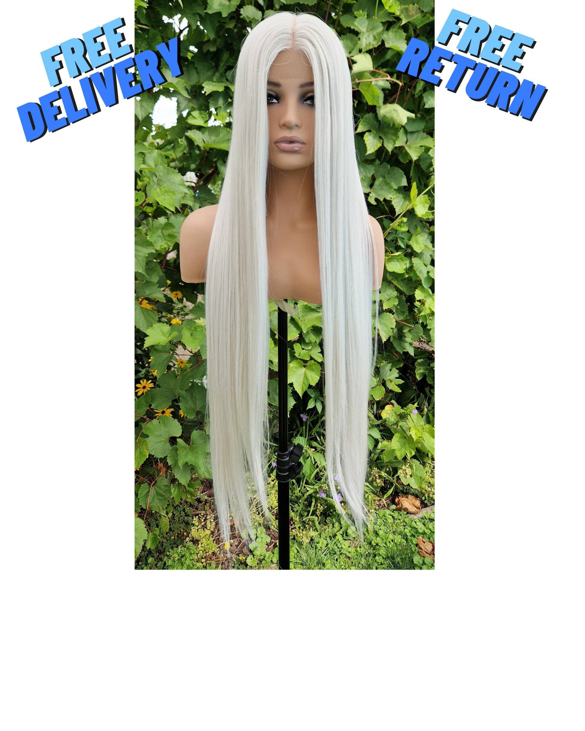 Lace Front Perücke, Ziehen Sie Königin Perücken Für Frauen, Cosplay Platin Blonde Schwarze Weiße Barbie-Perücke von HairyBerrysWigs