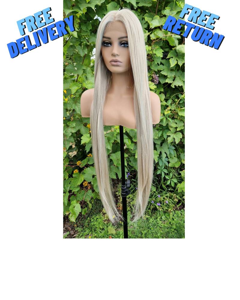 Lace Front Perücke, Ziehen Sie Königin Perücken Für Frauen, Cosplay Platin Blonde Schwarze Weiße Barbie-Perücke von HairyBerrysWigs