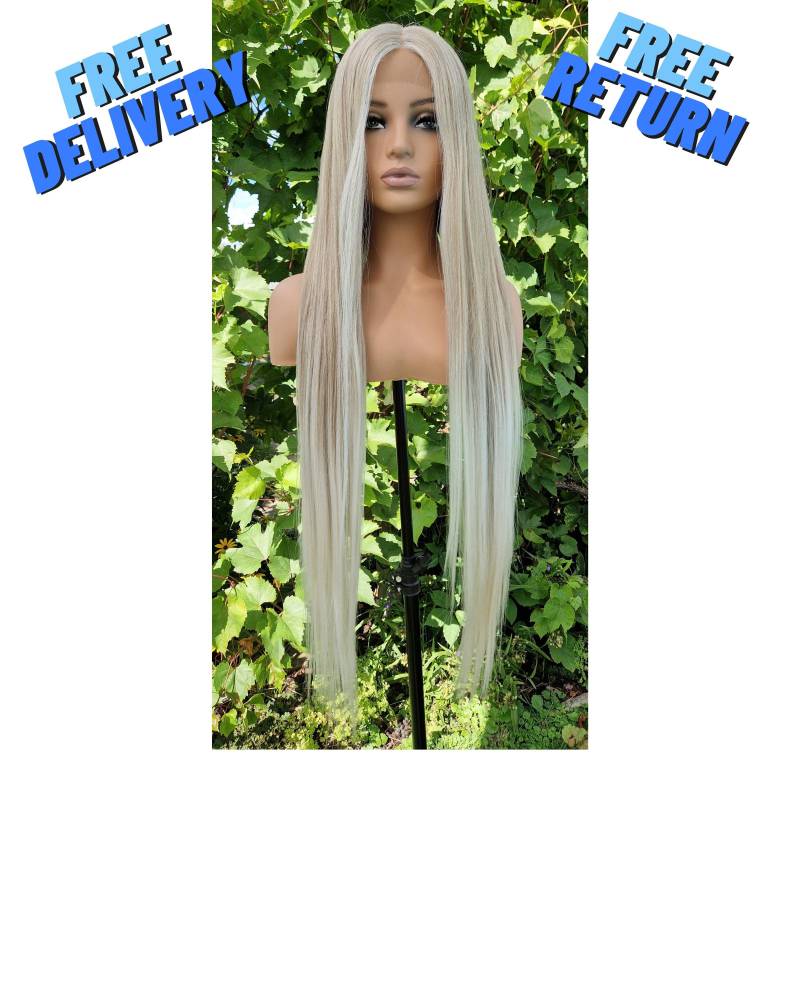 Lace Front Perücke, Ziehen Sie Königin Perücken Für Frauen, Cosplay Platin Blonde Schwarze Weiße Barbie-Perücke von HairyBerrysWigs