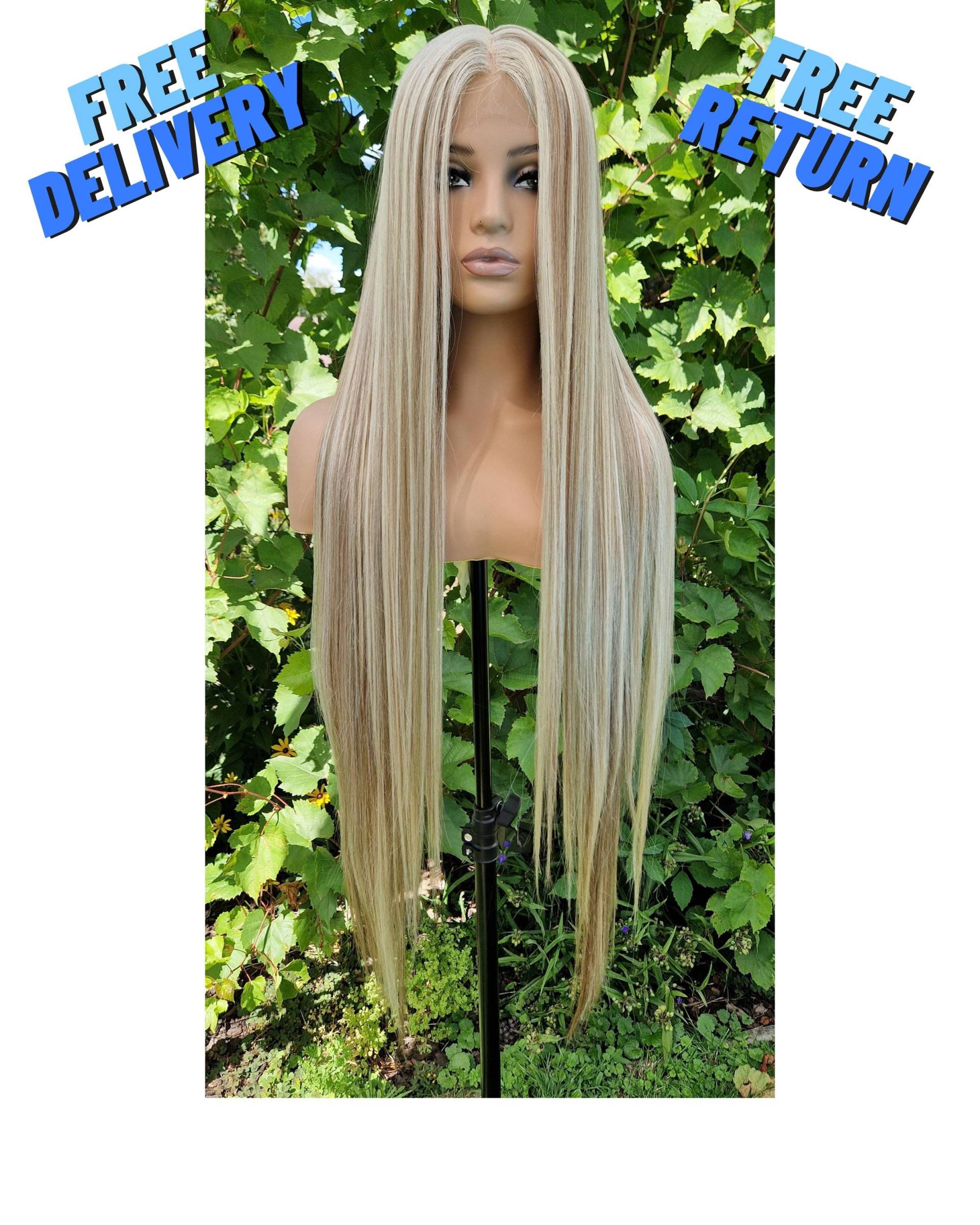 Lace Front Perücke, Ziehen Sie Königin Perücken Für Frauen, Cosplay Platin Blonde Schwarze Weiße Barbie-Perücke von HairyBerrysWigs