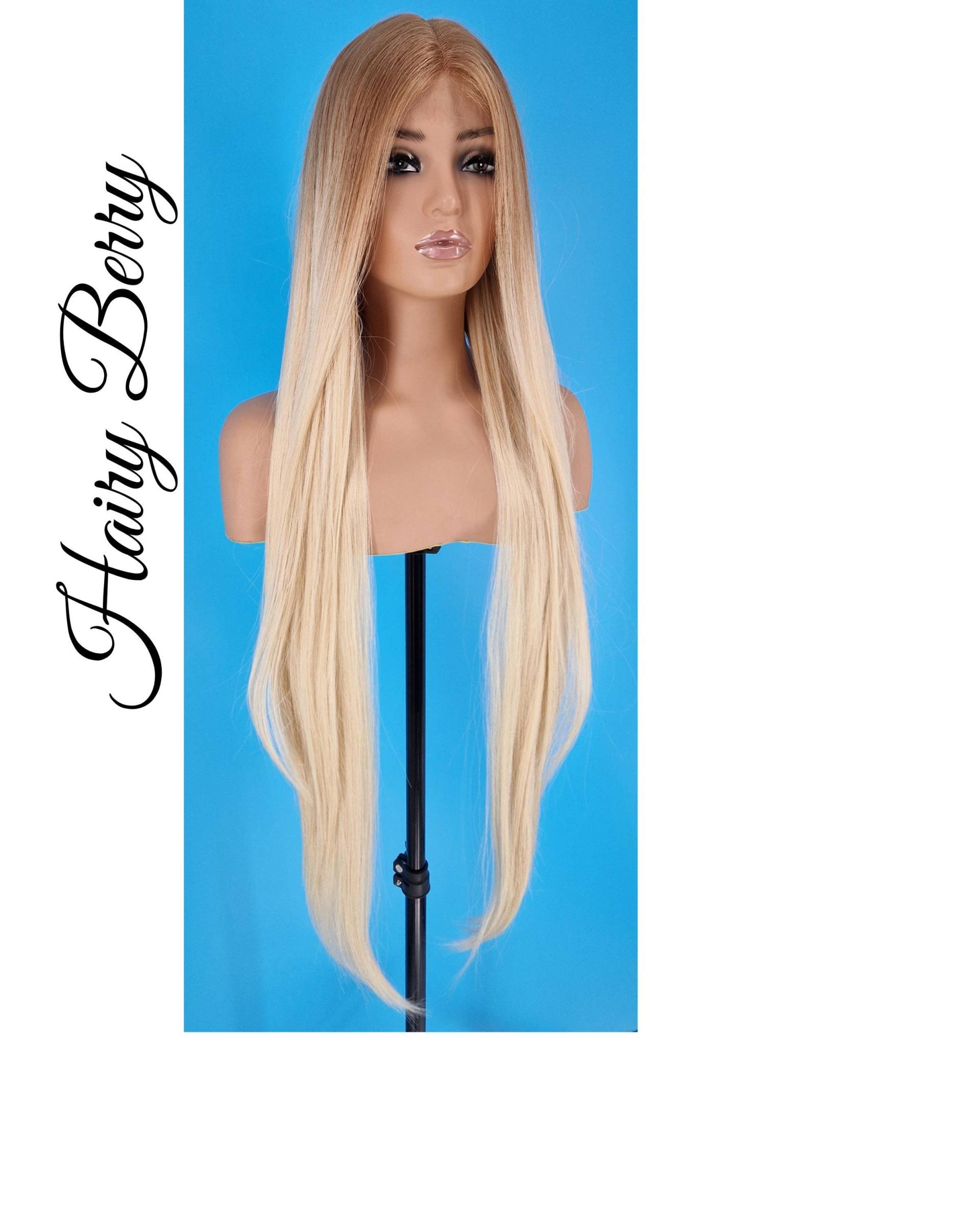 Lace Front Perücke, Ziehen Sie Königin Perücken Für Frauen, Ombre Blonde Schwarze Weiße Lange Perücke von HairyBerrysWigs