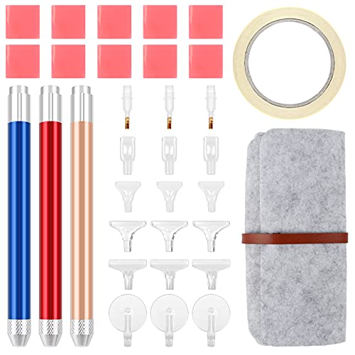 Haisheng 1 Set LED Diamond Painting Stift 5D Diamond Painting Werkzeug Diy Diamant Malerei Kits Punkt Bohrstift mit Licht Dimontpainting Set Kunsthandwerk DIY Stift set mit Filzstiftetui für Deko von Haisheng