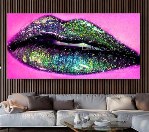 Diamond Painting Sexy Lippen, Diamond Painting Erwachsene Groß 50x100cm Diamant Painting Bilder Kinder Malen nach Zahlen DIY 5D Diamant malerei Set Full Eckige Steine Art Basteln Wand Deko, Gifts von Hajupin