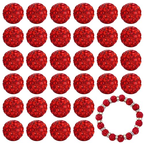 180 Stück 10 mm Ton-Strassperlen für Schmuckherstellung, Ton, Discokugeln, glitzernde Diamant-Kristallperlen für Armbänder, Halsketten, Ohrringe, Rot von HakyPaky