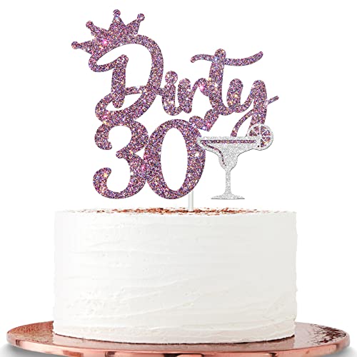 Halawawa Dirty 30 Cake Topper, Happy 30th Birthday Cake Topper für Frauen, Cheers to 30 Years Birthday Party Supllies, Thirty Years Old Birthday Party Dekoration von Halawawa