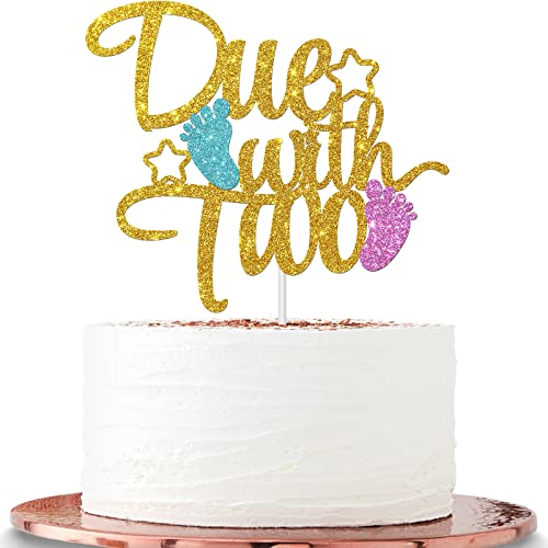 Halawawa Due with Two Cake Topper – Zwillinge Babyparty Party Dekoration – It's Twins, Twin Boys, Twin Girls Birthday Party Supplies – Twins 1st Birthday, Gender Reveal Party Kuchen Dekor von Halawawa