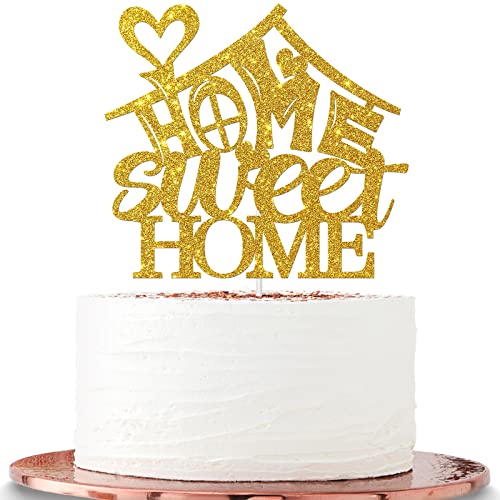 Halawawa Gold Glitter Home Sweet Home Kuchendekoration – Willkommen Zuhause / Einweihungsfeier / neues Zuhause Party Dekoration – Familien-Thema Party Kuchen Dekor – Home Party Dekoration Supplies von Halawawa