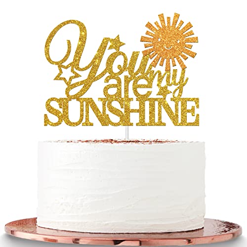 Halawawa Gold Glitter You are My Sunshine Cake Topper - Baby Shower/Birthday/Wedding/Anniversary/Valentines Day Party Decoration Supplies von Halawawa