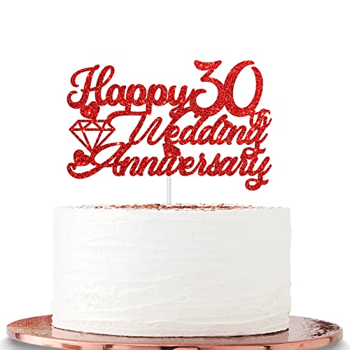 Halawawa Rot Glitter Happy 30th Wedding Anniversary Cake Topper, 30th Wedding Anniversary Party Dekoration, We Still Do 30th Anniversary Party Supplies von Halawawa