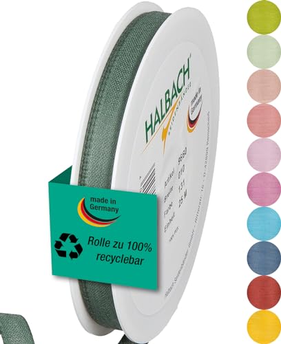 Halbach Seidenbänder Geschenkband | Breite 10mm Länge 25m | Schleifenband made in Germany | Geschenkbänder in Vielzahl von Farben und Breiten, perfekt zum Verpacken und Dekorieren, Farbe: dunkelgrün von Halbach