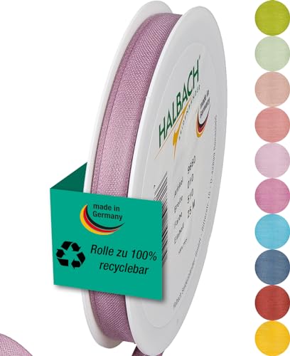 Halbach Seidenbänder Geschenkband | Breite 10mm Länge 25m | Schleifenband made in Germany | Geschenkbänder in Vielzahl von Farben und Breiten, perfekt zum Verpacken und Dekorieren, Farbe: pale berry von Halbach Seidenbänder