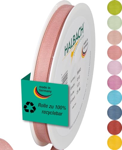 Halbach Seidenbänder Geschenkband | Breite 10mm Länge 25m | Schleifenband made in Germany | Geschenkbänder in Vielzahl von Farben und Breiten, perfekt zum Verpacken und Dekorieren, Farbe: rosa von Halbach