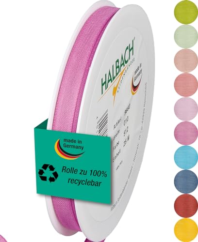 Halbach Seidenbänder Geschenkband | Breite 10mm Länge 25m | Schleifenband made in Germany | Geschenkbänder in Vielzahl von Farben und Breiten, perfekt zum Verpacken und Dekorieren, Farbe: rosenpink von Halbach