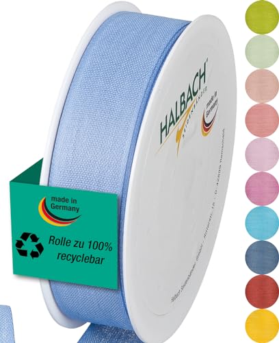 Halbach Seidenbänder Geschenkband | Breite 25mm Länge 25m | Schleifenband made in Germany | Geschenkbänder in Vielzahl von Farben und Breiten, perfekt zum Verpacken und Dekorieren, Farbe: himmelsblau von Halbach Seidenbänder