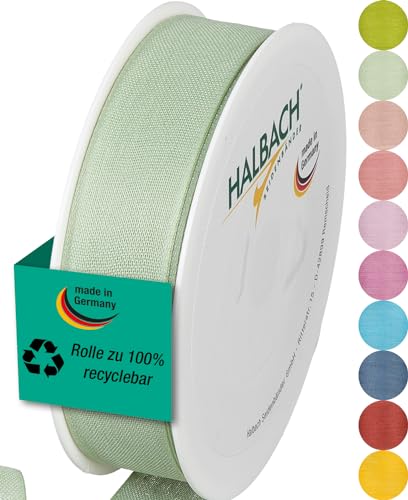 Halbach Seidenbänder Geschenkband | Breite 25mm Länge 25m | Schleifenband made in Germany | Geschenkbänder in Vielzahl von Farben und Breiten, perfekt zum Verpacken und Dekorieren, Farbe: mint von Halbach