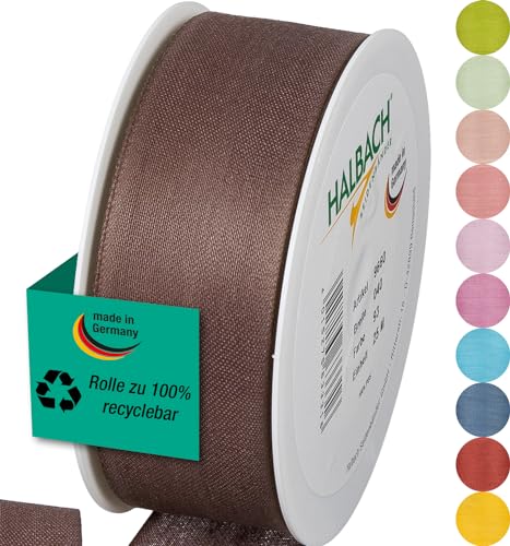 Halbach Seidenbänder Geschenkband | Breite 40mm Länge 25m | Schleifenband made in Germany | Geschenkbänder in Vielzahl von Farben und Breiten, perfekt zum Verpacken und Dekorieren, Farbe: dunkelbraun von Halbach