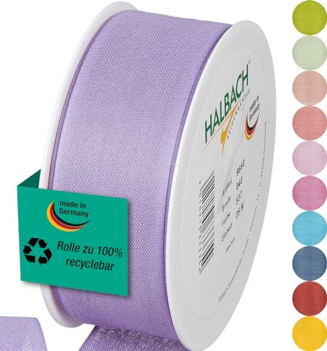 Halbach Seidenbänder Geschenkband | Breite 40mm Länge 25m | Schleifenband made in Germany | Geschenkbänder in Vielzahl von Farben und Breiten, perfekt zum Verpacken und Dekorieren, Farbe: lavendel von Halbach Seidenbänder