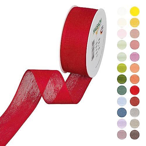 Halbach Seidenbänder Geschenkband | Breite 40mm Länge 25m | Schleifenband made in Germany | Geschenkbänder in Vielzahl von Farben und Breiten, perfekt zum Verpacken und Dekorieren, Farbe: rot von Halbach Seidenbänder