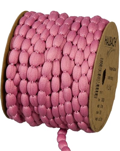 Halbach Seidenbänder Pompom Borte | Breite 8mm Länge 15m | Band mit Bommeln als Pompons-Girlande, Hochzeitsdeko, Gartenparty Deko | Farbe: berry von Halbach Seidenbänder